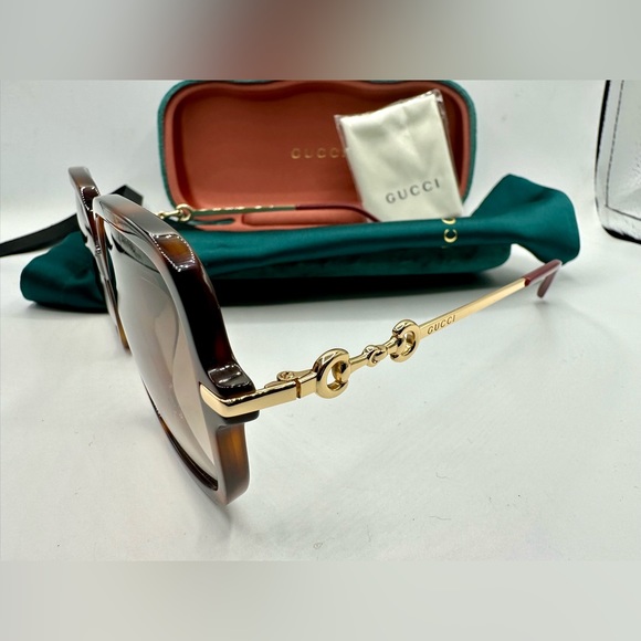 NEW WOMEN GUCCI OVERSIZED SQUARE SUNGLASSES GG0884SA 002 BROWN GUCCI SUNGLASSES - Picture 10 of 13